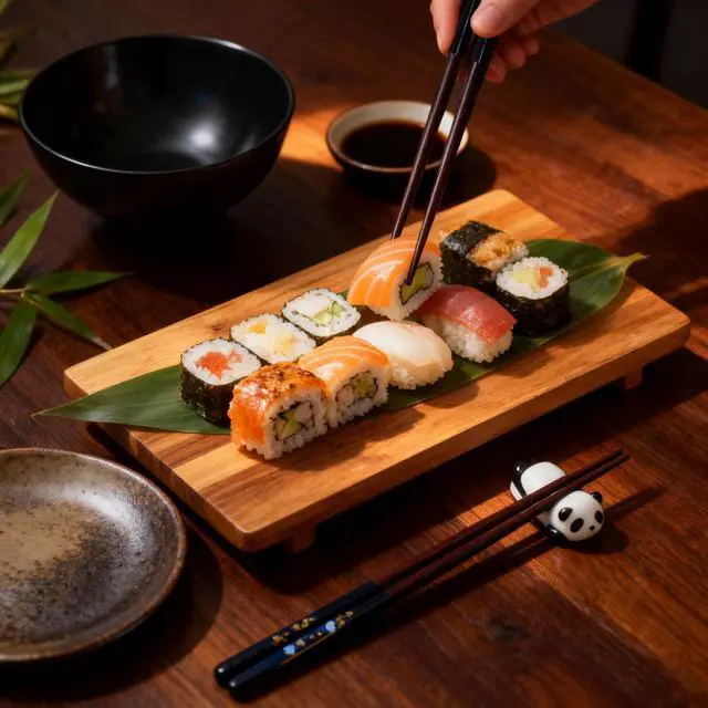 Alt view image 5 of 7 - Wooden Japanese Chopsticks with Ceramic Panda Holders - 9-Inch Elegant Reusable Chopsticks Gift Set for Sushi Lovers Couples (Black-Black)