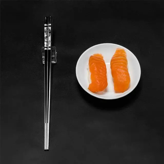 Alt view image 5 of 7 - Metal Chopsticks ,Stainless Steel Non-Slip Design Chopsticks Reusable Dishwasher Safe Chop Sticks Laser Engraved Dragon Pattern 5 Pairs Gift Set