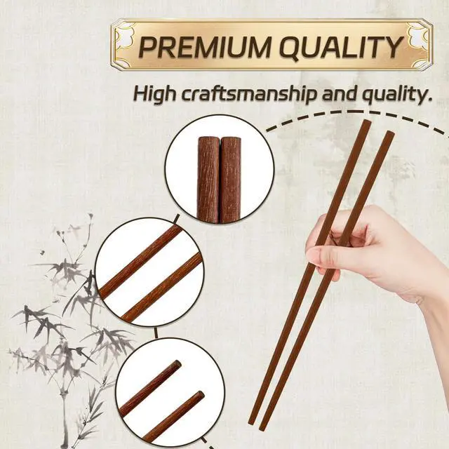 Alt view image 3 of 7 - 20 Pairs Wooden Chopsticks,Natural Health Wood Chopsticks,Chinese Classic Style,Dishwasher Safe,Hardwood Chopsticks for Cooking Restaurants Noodles(9.8 inch Long)