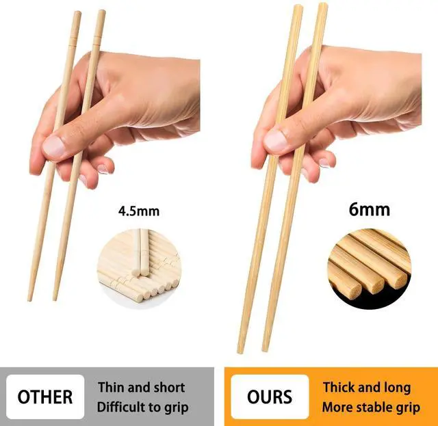 Alt view image 3 of 7 - Disposable Bamboo Chopsticks (Approx.100 sets),Japanese Chopsticks,9.25'' Long Chopsticks Disposable,Individually Full Kraft Paper Wrapped Chinese Chopsticks