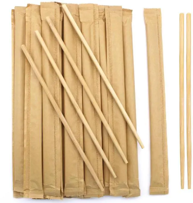 Alt view image 7 of 7 - Disposable Bamboo Chopsticks (Approx.100 sets),Japanese Chopsticks,9.25'' Long Chopsticks Disposable,Individually Full Kraft Paper Wrapped Chinese Chopsticks