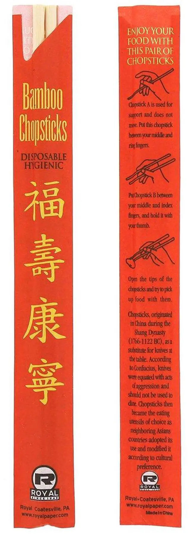 Alt view image 2 of 5 - Premium Disposable Bamboo Chopsticks, 9" Sleeved and Separated, UV Treated, Bag of 100