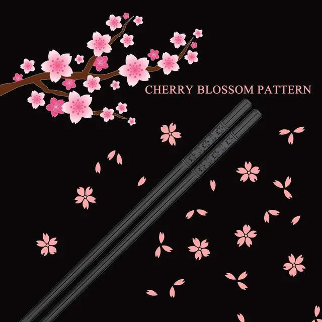 Alt view image 2 of 7 - 5 Pairs Fiberglass Chopsticks - Reusable Chopsticks Dishwasher Safe, Japanese Chinese Chop Sticks with Cherry Blossom Pattern, 9 1/2 Inches