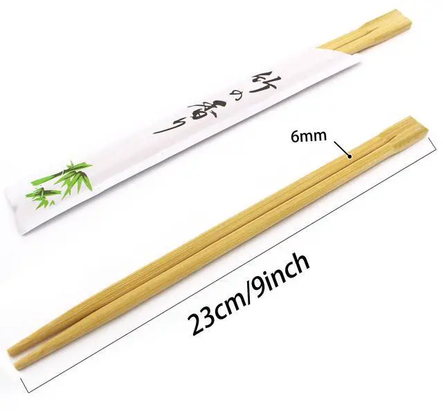 Alt view image 3 of 7 - 100 Pairs 9 inches Smooth Disposable Bamboo Chopsticks Individually Wrapped Chopstick for Sushi Noodles Splinter-Proof Design