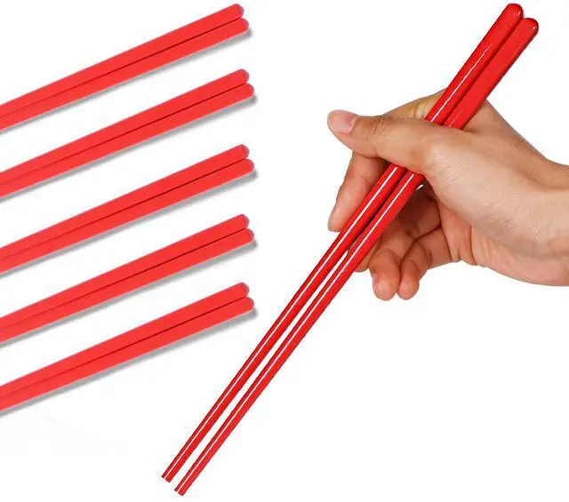 Main image of Ceramic Chopsticks Set of 5, Porcelain Chinese Chopsticks Easy To Clean, 9.6-Inch (Red)