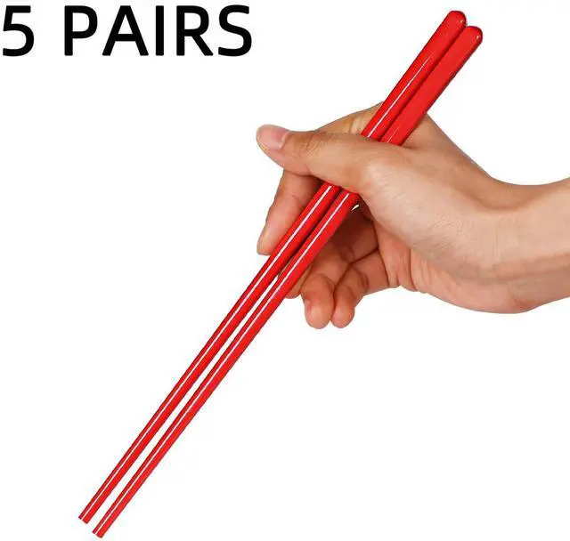 Alt view image 2 of 6 - Ceramic Chopsticks Set of 5, Porcelain Chinese Chopsticks Easy To Clean, 9.6-Inch (Red)