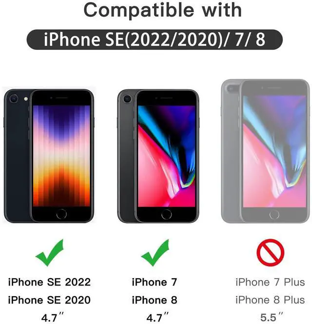 Alt view image 3 of 7 - Full Coverage Screen Protector for iPhone SE 3 (2022)/SE 2 (2020)/8/7 4.7-Inch, Black Edge Tempered Glass Film with Easy Installation Tool, Case-Friendly, HD Clear, 3-Pack (Black)