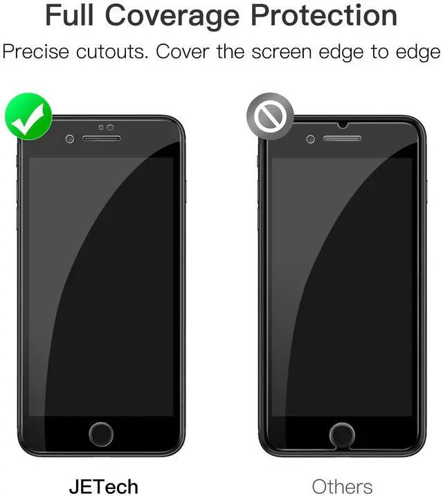 Alt view image 2 of 7 - Full Coverage Screen Protector for iPhone SE 3 (2022)/SE 2 (2020)/8/7 4.7-Inch, Black Edge Tempered Glass Film with Easy Installation Tool, Case-Friendly, HD Clear, 3-Pack (Black)