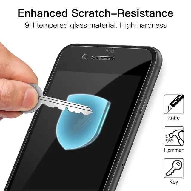 Alt view image 5 of 7 - Full Coverage Screen Protector for iPhone SE 3 (2022)/SE 2 (2020)/8/7 4.7-Inch, Black Edge Tempered Glass Film with Easy Installation Tool, Case-Friendly, HD Clear, 3-Pack (Black)