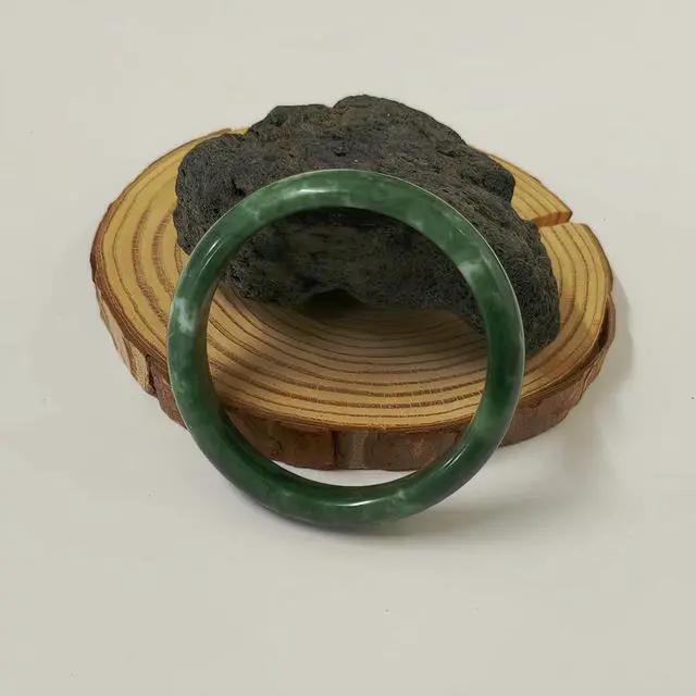 Alt view image 7 of 7 - Jade Bracelet For Women, Green Stone Bangle Natural Gradient Chinese Style Bracelets With Box Wealth Fortune Healing Protection Good Luck Jewelry Gift (Dark Green, 60mm/2.36in)