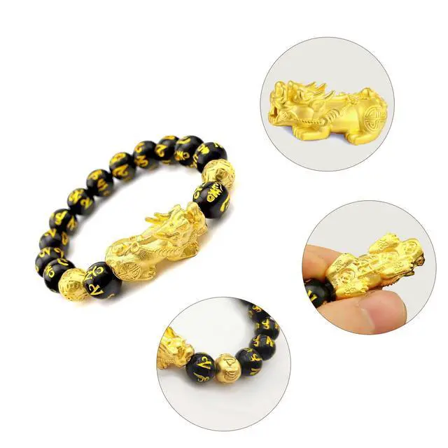 Alt view image 2 of 7 - 5 Pcs set Feng Shui Good Luck Bracelets 12mm for Men Women Chinese Fengshui Lucky Bracelet with Pixiu Dragon Charm Attracts Good Luck Wealth Money