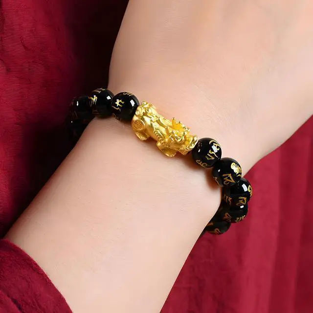 Alt view image 4 of 7 - 5 Pcs set Feng Shui Good Luck Bracelets 12mm for Men Women Chinese Fengshui Lucky Bracelet with Pixiu Dragon Charm Attracts Good Luck Wealth Money