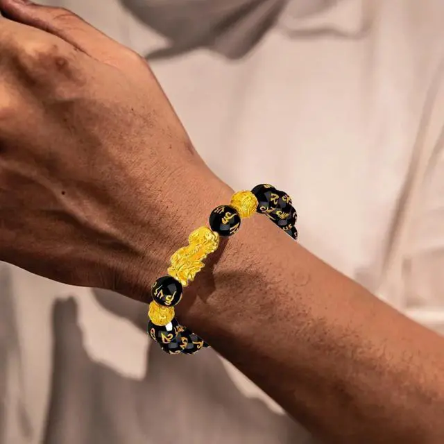 Alt view image 5 of 7 - 5 Pcs set Feng Shui Good Luck Bracelets 12mm for Men Women Chinese Fengshui Lucky Bracelet with Pixiu Dragon Charm Attracts Good Luck Wealth Money