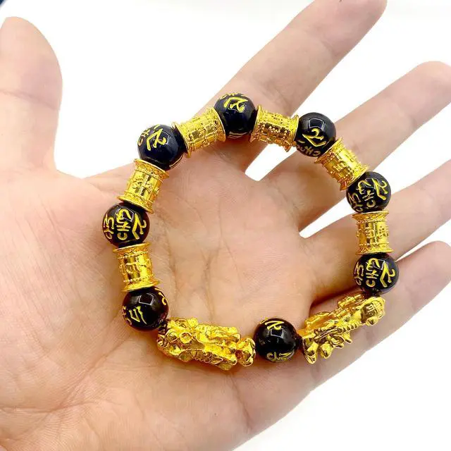 Alt view image 6 of 7 - 5 Pcs set Feng Shui Good Luck Bracelets 12mm for Men Women Chinese Fengshui Lucky Bracelet with Pixiu Dragon Charm Attracts Good Luck Wealth Money