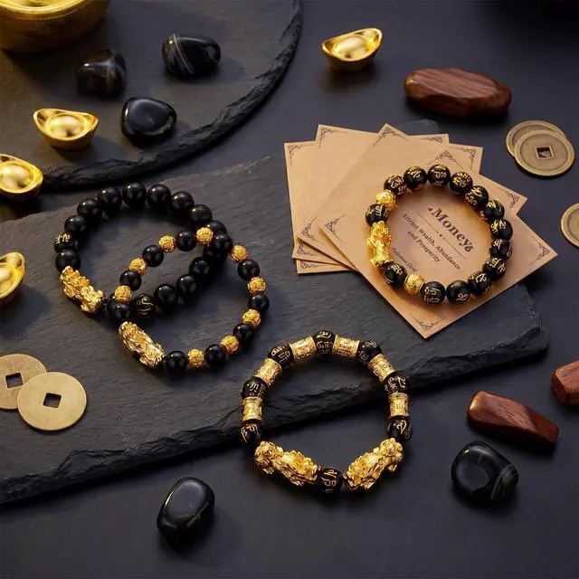 Alt view image 3 of 6 - 4set Wealth Money Attraction Bracelet for Women Men Good Luck Feng Shui Bracelet Natural Healing Crystal Jewelry (Pi Xiu Style)