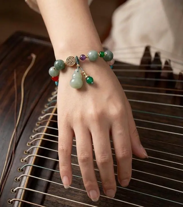 Alt view image 3 of 7 - Feng Shui Handmade Chinese Wu Lou/Hu Lou Bracelet for Women, Lucky Charm Stretch Bracelet, Protection & Prosperity Jewelry Gift