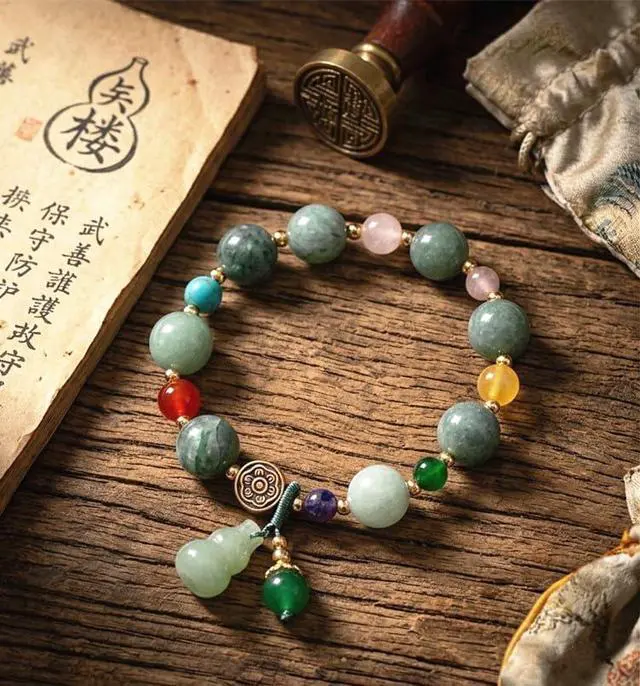 Alt view image 5 of 7 - Feng Shui Handmade Chinese Wu Lou/Hu Lou Bracelet for Women, Lucky Charm Stretch Bracelet, Protection & Prosperity Jewelry Gift
