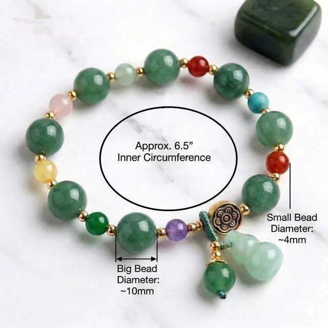 Alt view image 4 of 7 - Feng Shui Handmade Chinese Wu Lou/Hu Lou Bracelet for Women, Lucky Charm Stretch Bracelet, Protection & Prosperity Jewelry Gift