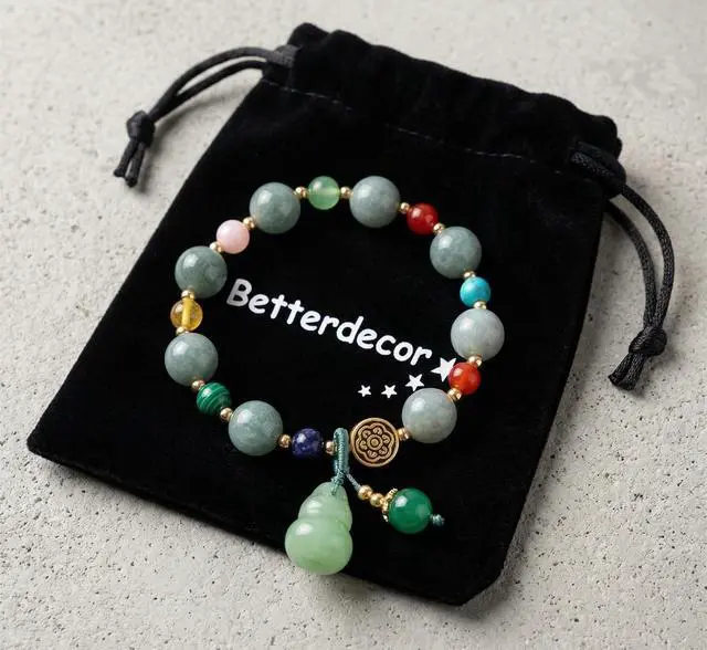 Alt view image 2 of 7 - Feng Shui Handmade Chinese Wu Lou/Hu Lou Bracelet for Women, Lucky Charm Stretch Bracelet, Protection & Prosperity Jewelry Gift