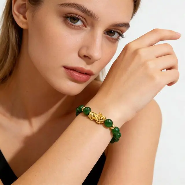 Alt view image 2 of 7 - Jade Bangle Bracelet for Women Green Nephrite Jade Bangle Pixiu Bracelet Chinese Symbol Jewelry Gift for Her Lucky Charm