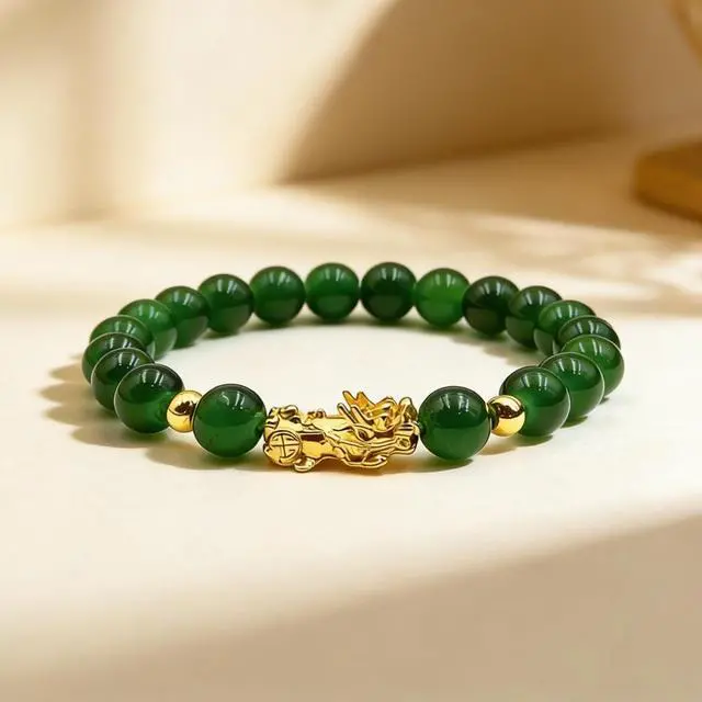 Alt view image 7 of 7 - Jade Bangle Bracelet for Women Green Nephrite Jade Bangle Pixiu Bracelet Chinese Symbol Jewelry Gift for Her Lucky Charm