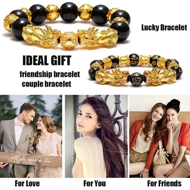 Alt view image 7 of 7 - Feng Shui Wealth and Luck Bracelet for Men and Women: 3Pcs Set with Pixiu and Black Obsidian, Brings Prosperity, Offers Protection, Attracts Good Fortune and Repels Evil Spirits
