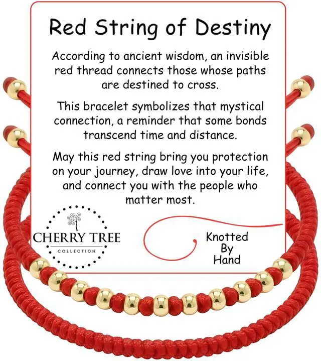 Alt view image 2 of 7 - Lucky Red String Bracelet With Gold plated Beads