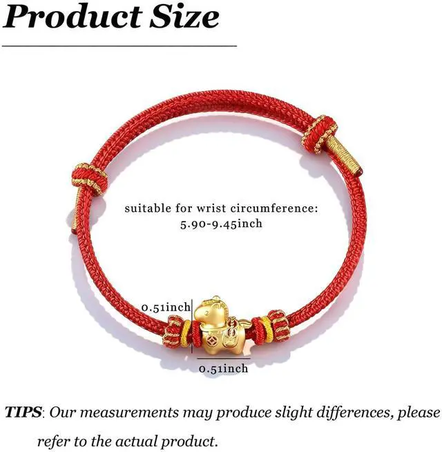 Alt view image 5 of 6 - Good Luck Red String Bracelet for Women Protection Bracelet Horse Charm Feng Shui Lucky Bracelet Adjustable Rope Jewelry Chinese Style Fashion Outfit Accessories