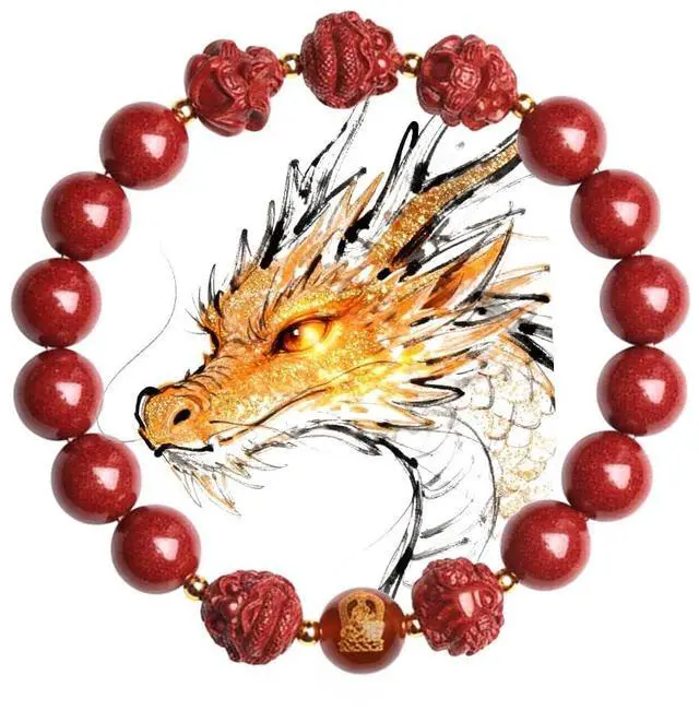 Main image of Chinese Feng Shui Cinnabar Bracelet for Good Luck & Protection 2026 Year of the Horse Zodiac Lucky Bracelet, Blessed Zodiac Dragon Bracelet, Wealth