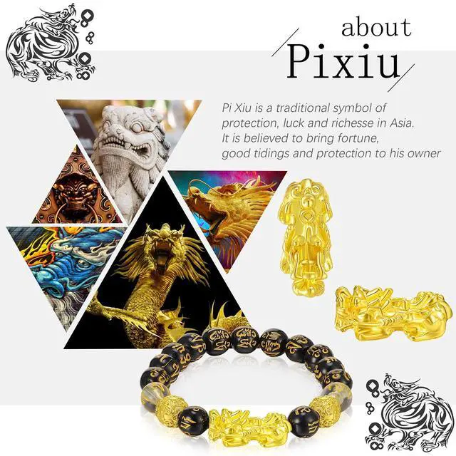 Alt view image 5 of 6 - 210 Pcs 2026 Feng Shui Beads Pi Xiu Brass Charm Strands Beads Chinese Golden Pixiu Charms Resin Lucky Round Loose Obsidian Jewelry for Wealth Amulet Fortune Bracelet Making(Black, Transparent)