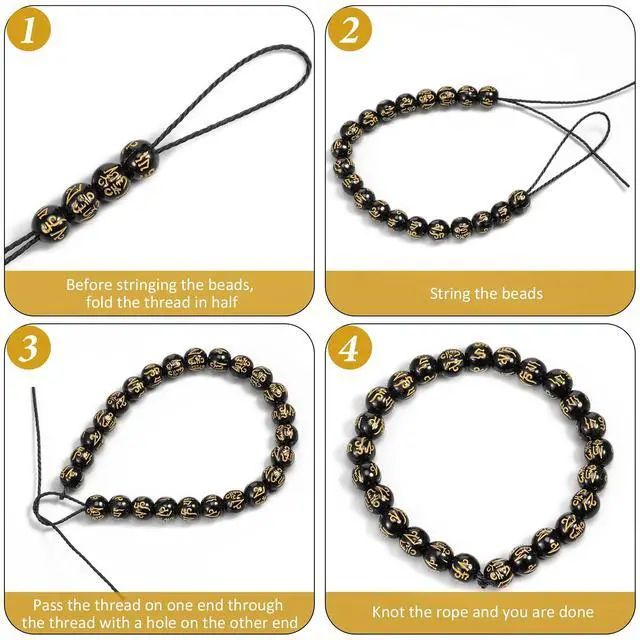 Alt view image 6 of 6 - 210 Pcs 2026 Feng Shui Beads Pi Xiu Brass Charm Strands Beads Chinese Golden Pixiu Charms Resin Lucky Round Loose Obsidian Jewelry for Wealth Amulet Fortune Bracelet Making(Black, Transparent)