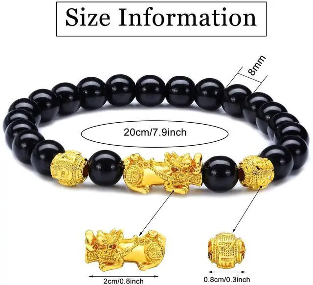 Alt view image 2 of 7 - 6 Pcs Feng Shui Bracelets Bulk for Men Women, Wealth and Luck Bracelet with Pixiu Charm for Protection Lucky Pi Yao Beaded Decorations Chinese Jewelry Gifts