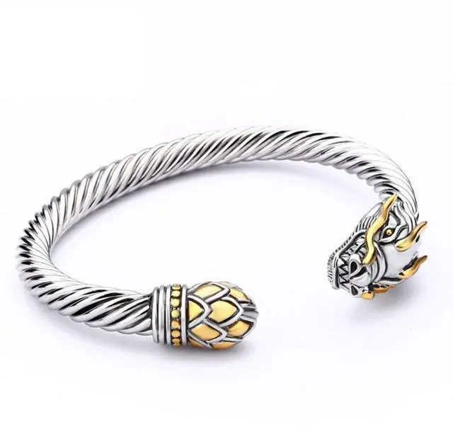 Alt view image 3 of 7 - Jewelry Chinese Dragon Twisted Cable Wire Bracelet Cuff Bangle Vintage Cable Classics (Dragon Cable Cuff)