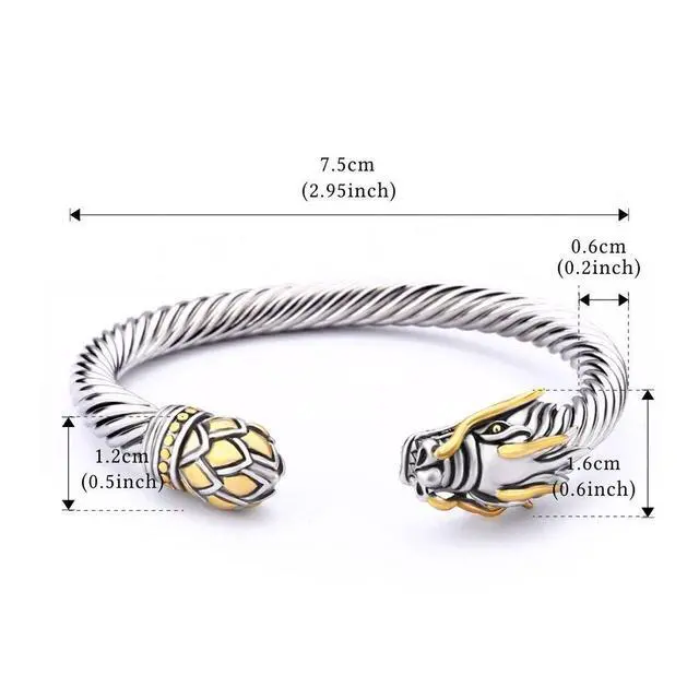 Alt view image 5 of 7 - Jewelry Chinese Dragon Twisted Cable Wire Bracelet Cuff Bangle Vintage Cable Classics (Dragon Cable Cuff)