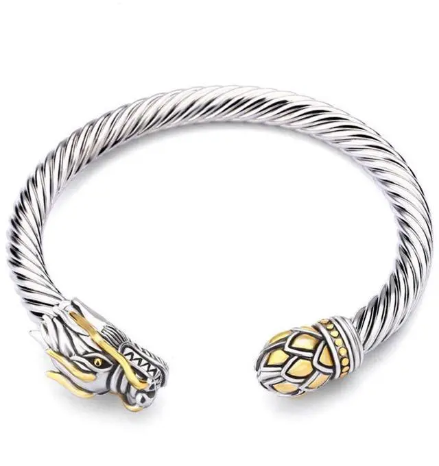Alt view image 4 of 7 - Jewelry Chinese Dragon Twisted Cable Wire Bracelet Cuff Bangle Vintage Cable Classics (Dragon Cable Cuff)