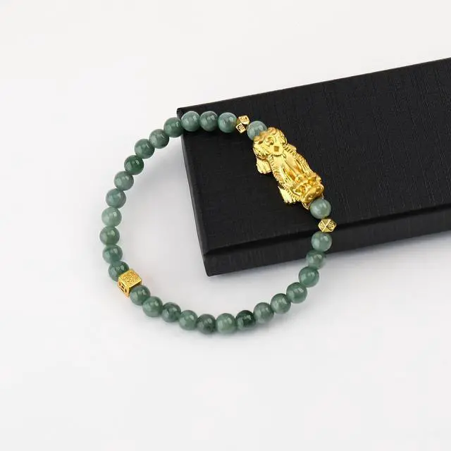 Alt view image 7 of 7 - Feng Shui Jade Pixiu Bracelet - Adjustable Wealth Attracting Lucky Charm Bracelets, Natural Green Beads, Good Luck Pi Xiu Bracelet for Men & Women, Energy Protection Jewelry Gift (Dark Green)