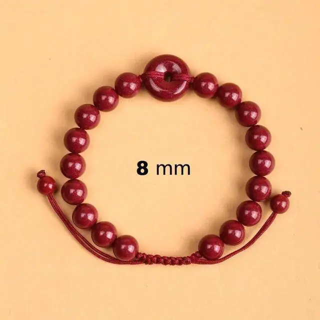 Alt view image 2 of 7 - 6mm/8MM Round Bead Red Cinnabar & Purple Sand Pendant Bracelet, Feng Shui Protection Bracelet, Handmade Red String, Vintage Chinese Style, Lucky Gift for Men & Women8mm