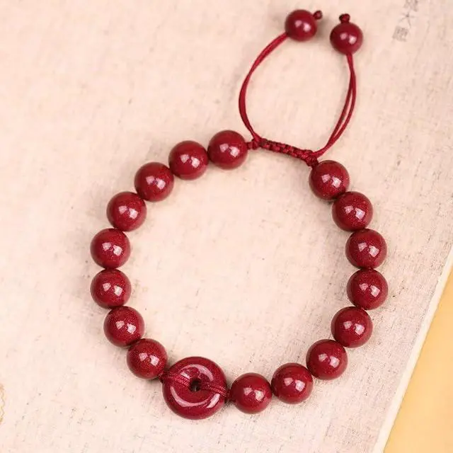 Alt view image 5 of 7 - 6mm/8MM Round Bead Red Cinnabar & Purple Sand Pendant Bracelet, Feng Shui Protection Bracelet, Handmade Red String, Vintage Chinese Style, Lucky Gift for Men & Women8mm