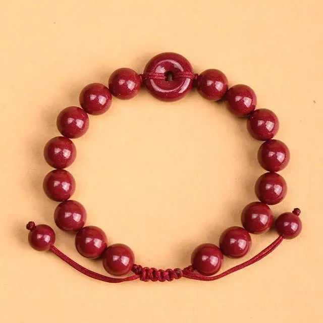 Alt view image 6 of 7 - 6mm/8MM Round Bead Red Cinnabar & Purple Sand Pendant Bracelet, Feng Shui Protection Bracelet, Handmade Red String, Vintage Chinese Style, Lucky Gift for Men & Women8mm
