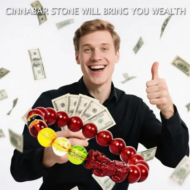 Alt view image 2 of 7 - Natural Cinnabar Feng Shui Pixiu Lucky Red Rope Bracelet - 2026 Good Luck Charm Wealth Attraction Protection Amulet for Men Women Unisex Spiritual Energy Jewelry (Pixiu Five-way God of Wealth-10mm)
