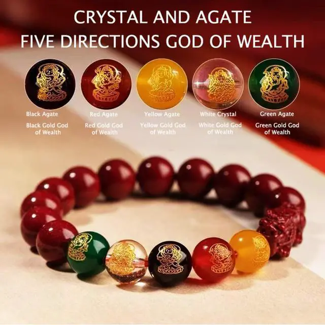 Alt view image 3 of 7 - Natural Cinnabar Feng Shui Pixiu Lucky Red Rope Bracelet - 2026 Good Luck Charm Wealth Attraction Protection Amulet for Men Women Unisex Spiritual Energy Jewelry (Pixiu Five-way God of Wealth-10mm)