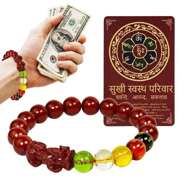 Alt view image 7 of 7 - Natural Cinnabar Feng Shui Pixiu Lucky Red Rope Bracelet - 2026 Good Luck Charm Wealth Attraction Protection Amulet for Men Women Unisex Spiritual Energy Jewelry (Pixiu Five-way God of Wealth-10mm)