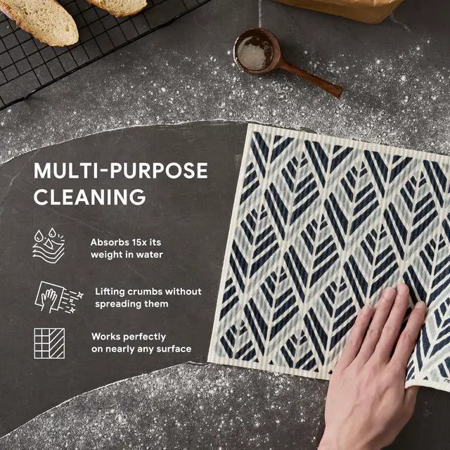 Alt view image 4 of 7 - Swedish Dishcloths for Kitchen | 4 Pack Oversized Washable Dish Rags | Large Cellulose Reusable Cleaning Paper Towels | Absorbent Counter Dish Cloth Sponge XL Kitchen Wipes, 12" L x 10" W