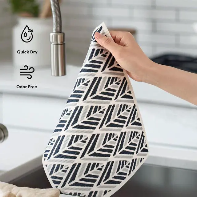 Alt view image 6 of 7 - Swedish Dishcloths for Kitchen | 4 Pack Oversized Washable Dish Rags | Large Cellulose Reusable Cleaning Paper Towels | Absorbent Counter Dish Cloth Sponge XL Kitchen Wipes, 12" L x 10" W
