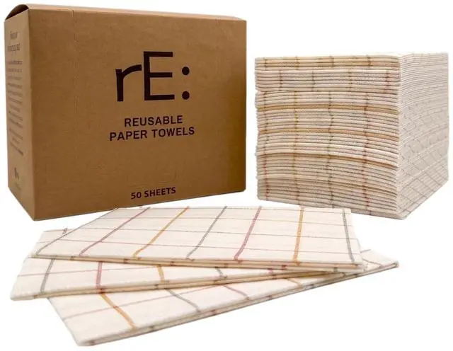 Main image of Reusable Paper Towels Washable, Plant-Based Viscose Rayon Cleaning Cloths Biodegradable, Ultra-Absorbent, Odor-Resistant Eco-Friendly Alternative for Kitchen & Home, 50 Sheets
