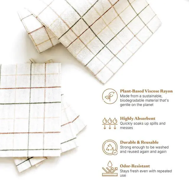 Alt view image 4 of 6 - Reusable Paper Towels Washable, Plant-Based Viscose Rayon Cleaning Cloths Biodegradable, Ultra-Absorbent, Odor-Resistant Eco-Friendly Alternative for Kitchen & Home, 50 Sheets