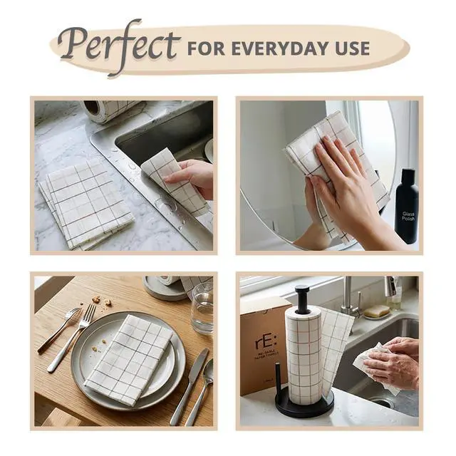 Alt view image 3 of 6 - Reusable Paper Towels Washable, Plant-Based Viscose Rayon Cleaning Cloths Biodegradable, Ultra-Absorbent, Odor-Resistant Eco-Friendly Alternative for Kitchen & Home, 50 Sheets