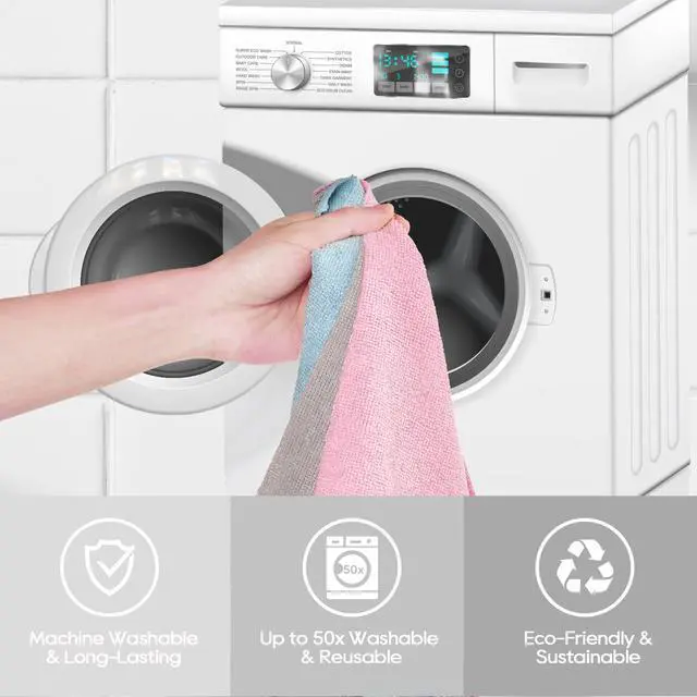 Alt view image 7 of 7 - Microfiber Cleaning Cloth Roll 45 Pack, 12''×12" Reusable Paper Towels, Tear Away Microfiber Towels, Highly Absorbent, All-Purpose Washable Cleaning Rags for Kitchen, Window, Car, Shop (Pink)