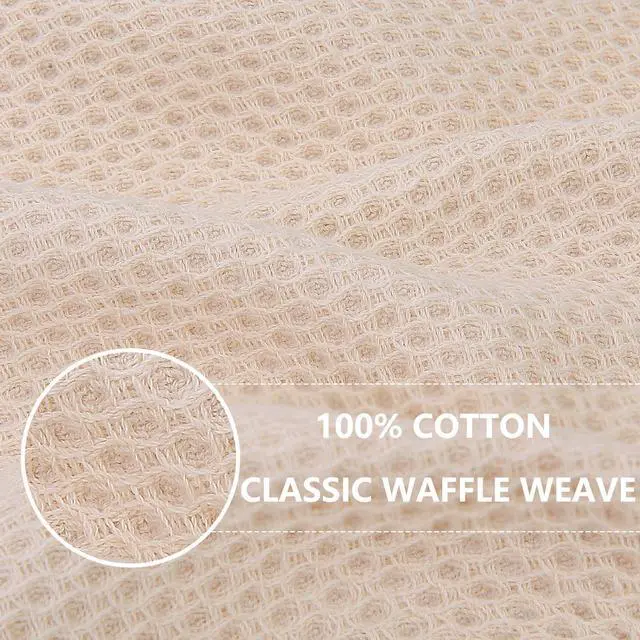 Alt view image 2 of 7 - 100% Cotton Waffle Weave Kitchen Dish Towels, Ultra Soft Absorbent Quick Drying Cleaning Towel, 13 x 28 Inches, 4-Pack, Beige