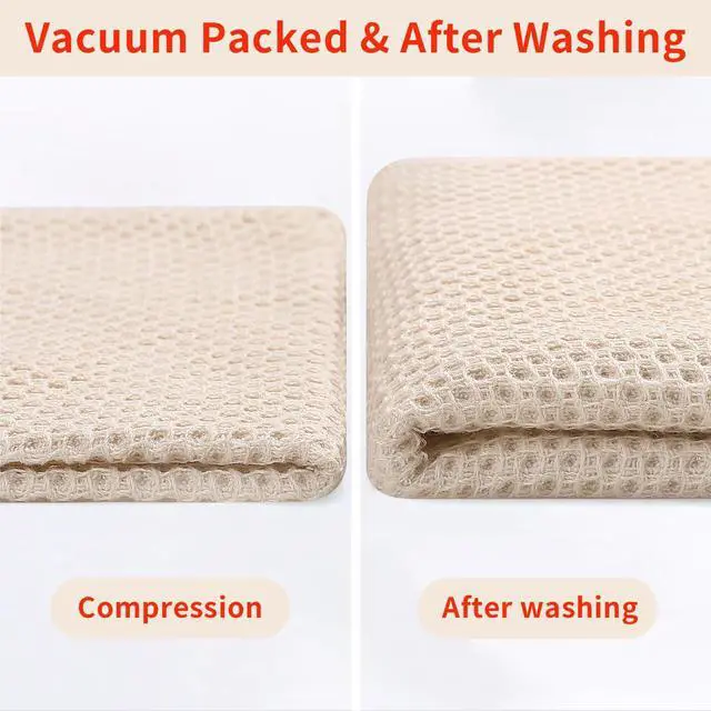Alt view image 7 of 7 - 100% Cotton Waffle Weave Kitchen Dish Towels, Ultra Soft Absorbent Quick Drying Cleaning Towel, 13 x 28 Inches, 4-Pack, Beige